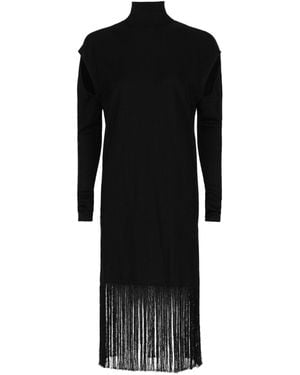 Ferragamo Cutout And Fringe Hem Dress - Black