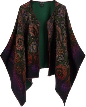 Etro Reversible Paisley Dégradé Cape - Blue