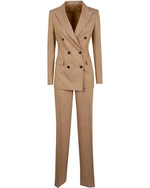 0205 Tagliatore Blazer Paris Double-Breasted Striped - Natural