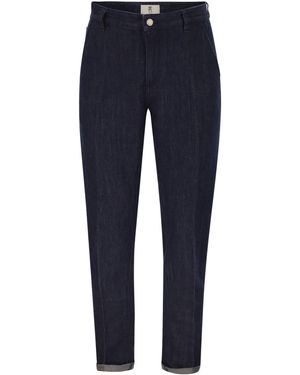 PT Torino Tailored Cotton And Linen Blend Denim Jeans - Blue