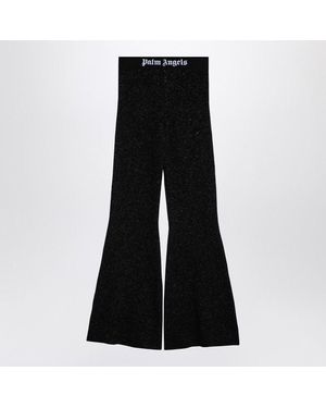 Palm Angels Flared Lurex Blend Pants With High Waist For - Black