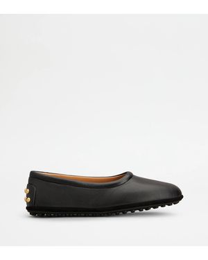 Tod's Leather Ballets Flat With Gommino - Black