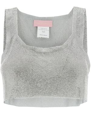 Twentyfourhaitch Crop Sleeveless Top Aten Sequin - Gray