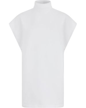 Alaïa Sleeveless Sweater, High Collar - White