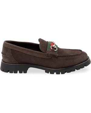 Gucci Loafers With Horsebit And Lug Sole - Brown