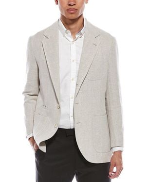 Brunello Cucinelli Plaster Linen Silk Wool Blend Blazer - Gray