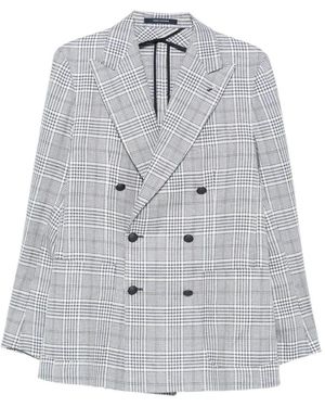 Tagliatore Double-Breasted Plaid Blazer - Gray