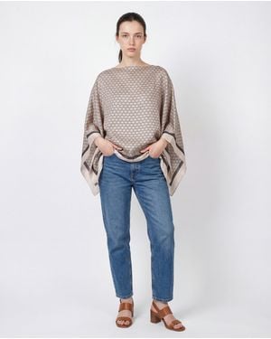 Brunello Cucinelli Anthracite Silk Shawl Top - Blue