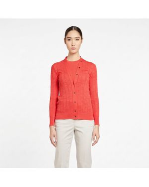 Ferragamo Gancini A-Jour Wool Cardigan - Red