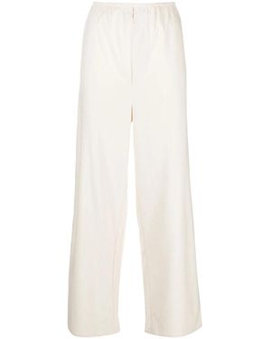 Baserange Wide Leg Silk Pants With Elasticated Waistband - White