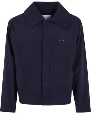 Arte' Big Collar Nylon Jacket - Blue