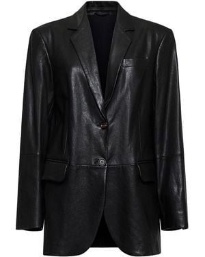Brunello Cucinelli Leather Blazer - Black