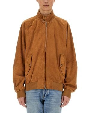 Baracuta Leather G9 Jacket With High Collar - Brown