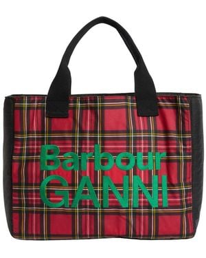 Barbour Waxed Cotton Tote Bag - Red