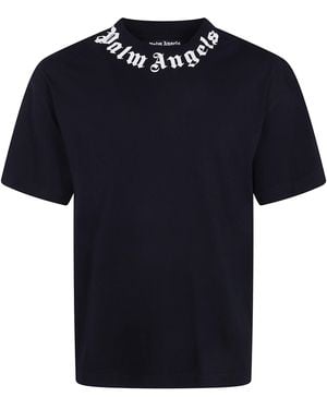 Palm Angels "Neck Logo" Regular Tee - Blue