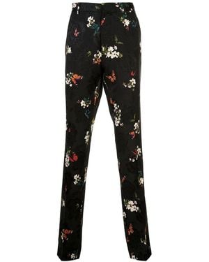 Amiri Floral Embroidered Pleated Pants - Black