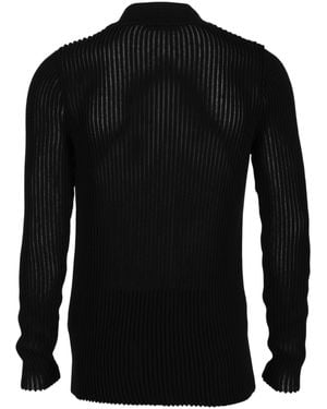 Valentino Ribbed Knit Polo Sweater - Black