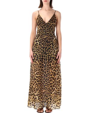 Alberta Ferretti Alberta Ferretti Leopard-Print Organza Maxi Dress - Metallic