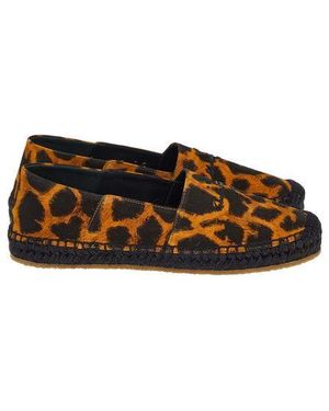 Ferragamo Giraffe-Print Calf Hair Espadrille — Tan/ Animal Print - Black