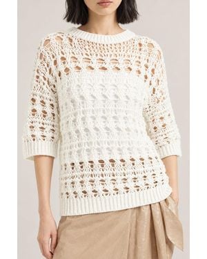 Brunello Cucinelli Off Open Knit Sweater - Natural