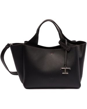 Tod's Leather Bag With 'T' Pendant - Black