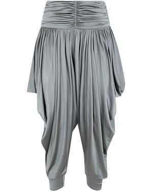 Balmain Pleated Fluid Jersey Shiny Pants - Gray