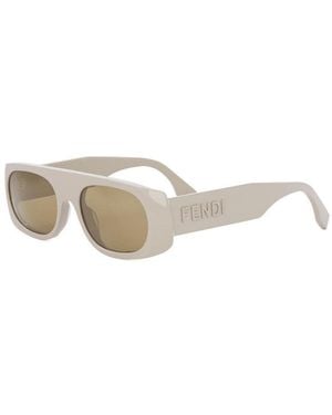 Fendi Sunglasses Rectangle Full Rim, Shiny Frame And Lens Fe40169I45E - White