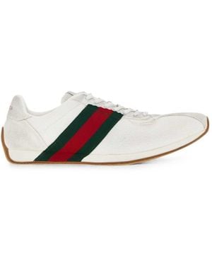Gucci Mesh Suede Grosgrain Sneakers - White