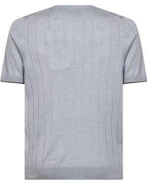D 40 Flat-Ribbed Cotton Knit Sweater - Gray