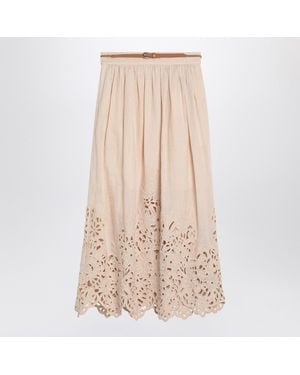 Zimmermann Wylie Cream Colored Midi Skirt - Natural