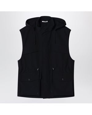 AURALEE Wool Canvas Gilet With Drawstring - Black