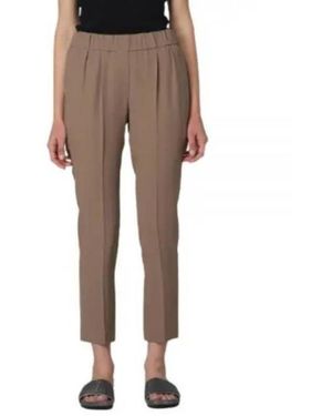 Brunello Cucinelli Silk Blend Tapered Pants - Natural