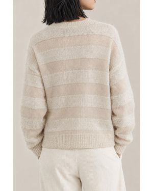 Brunello Cucinelli Seashell Wool Mohair Striped Sweater - Natural