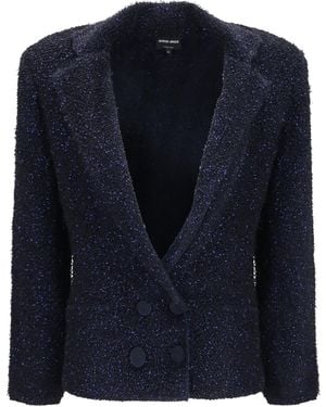 Giorgio Armani Metallic-Fiber Viscose Single-Breasted Blazer - Blue