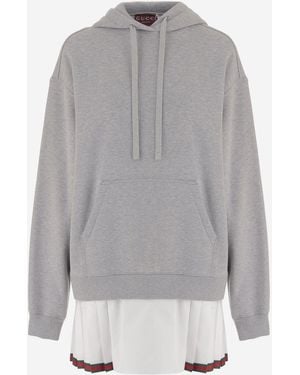 Gucci Cotton Dress With Pleated Skirt - Gray