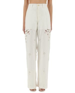 Marine Serre Upcycled Linen Pants - Natural