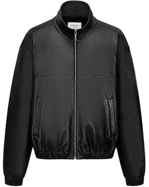 Saint Laurent Leather Bomber Jacket - Black