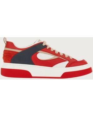 Ferragamo Cassina Shaped Inserts Sneaker - Red