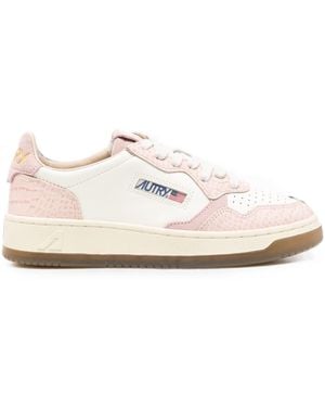 Autry Medalist Low Crocodile-Embossed Sneakers - White