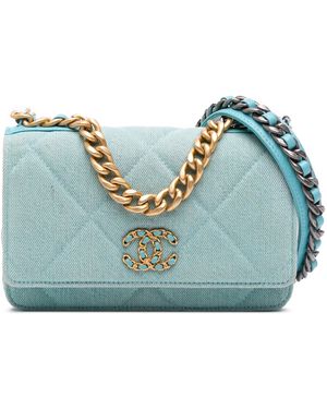 CHANEL Denim 19 Wallet On Chain - Blue