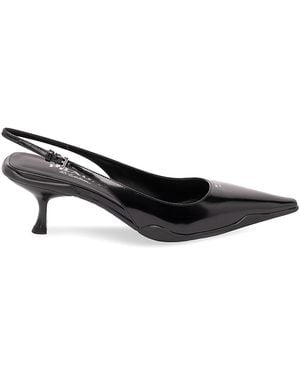 Prada Brushed Leather Slingback Pumps - Black