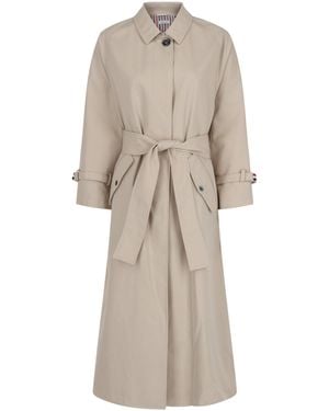Thom Browne Khaki Waterpoof Cotton Twill Raglan Trench Coat - Natural