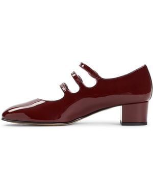 CAREL PARIS Bordeaux Kina Mary Jane Patent Leather Pumps - Brown