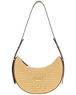 Prada Raffia Small Arque Crossbody Bag - Metallic