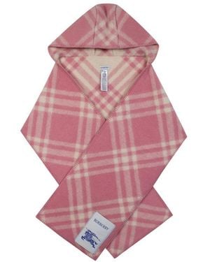 Burberry Mu Tbar Check Hooded Scarf - Purple