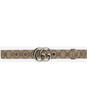 Gucci Gg Marmont Slim Belt - Natural