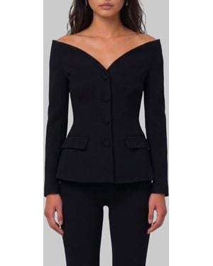 Self-Portrait Wool Crepe Jacket - Blue