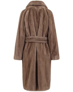 Max Mara "Miss" Long Faux Fur Coat - Brown
