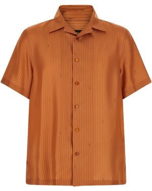 Fendi 'Selleria' Stitching Silk Shirt - Orange