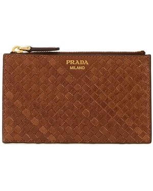 Prada Caramel Leather Card Holder - Brown